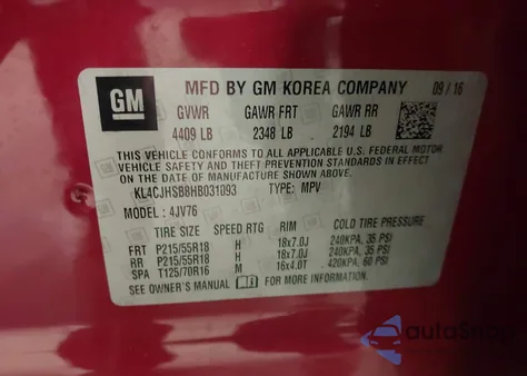 2017 Buick Encore Premium z USA, uszkodzony, nr VIN KL4CJHSB8HB031093